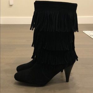 Black fringe boots size 6.5